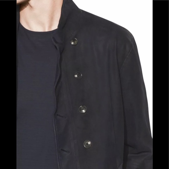 John Varvatos Double-Breasted Cutaway Suede Coat - Picture 2 of 12